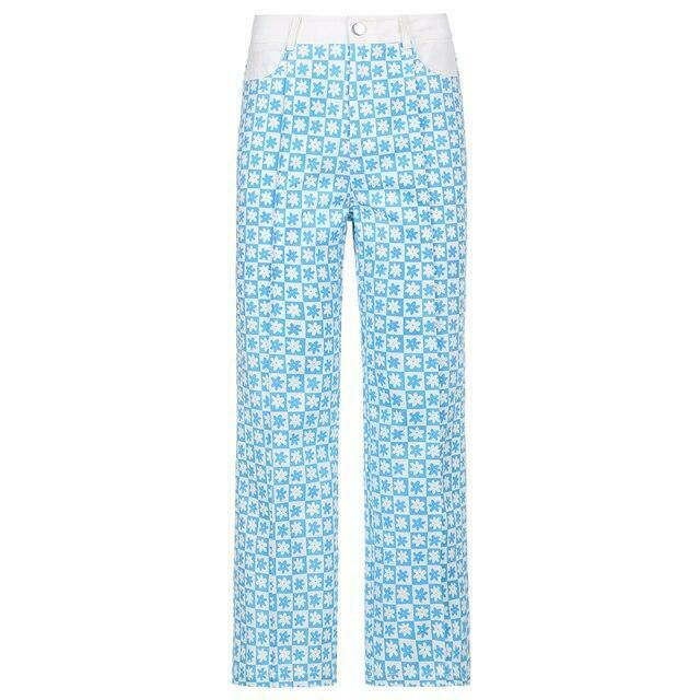 Vintage Aesthetic Indie Floral Print Pants - Y2K Fashion Grunge Style Coquette Outfits