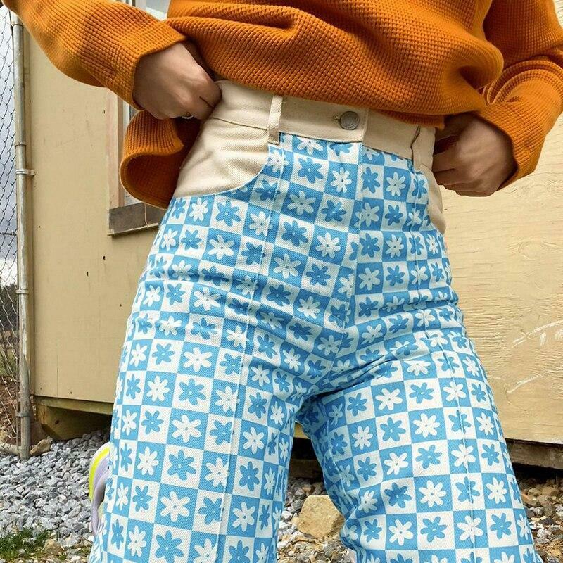 Vintage Aesthetic Indie Floral Print Pants - Y2K Fashion Grunge Style Coquette Outfits