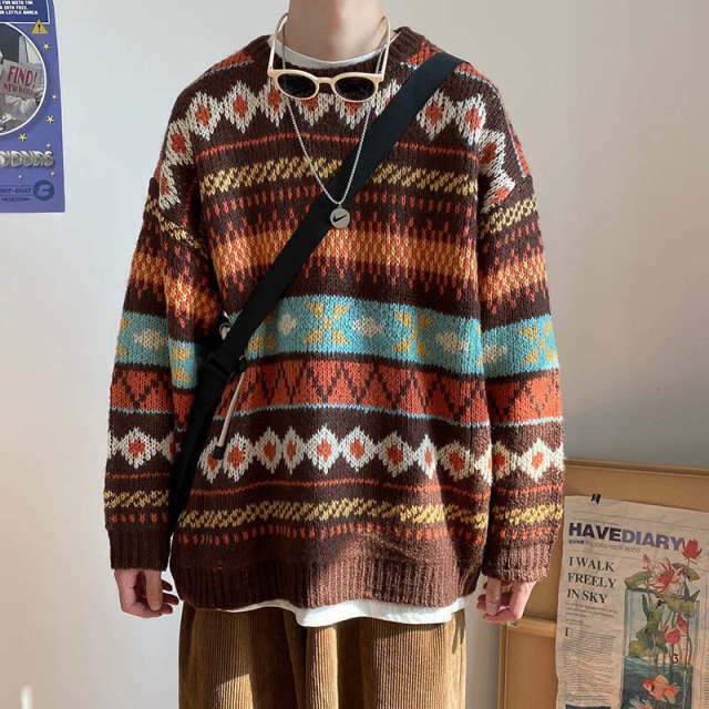 Vintage Aesthetic Patterned Unisex Sweater in Y2K Fashion Style