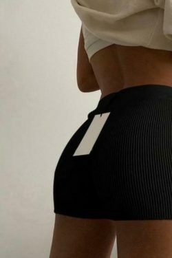 Vintage Aesthetic Ribbed Shorts - Y2K Fashion, Coquette & Grunge Style, Cute Tops, Pastel Goth