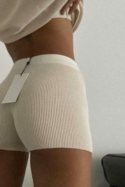 Vintage Aesthetic Ribbed Shorts - Y2K Fashion, Coquette & Grunge Style, Cute Tops, Pastel Goth