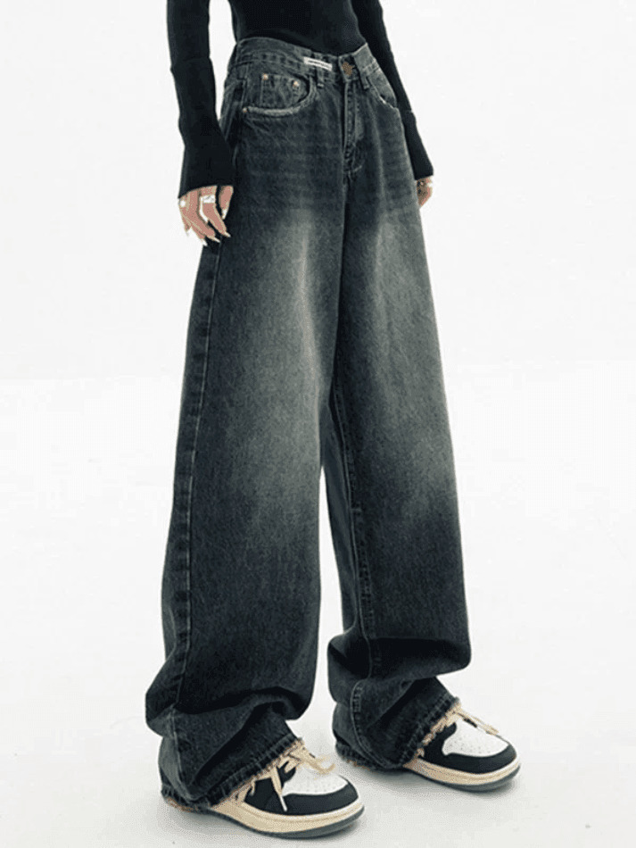 Vintage Baggy Boyfriend Jeans - Y2K Fashion Dark Wash for Women