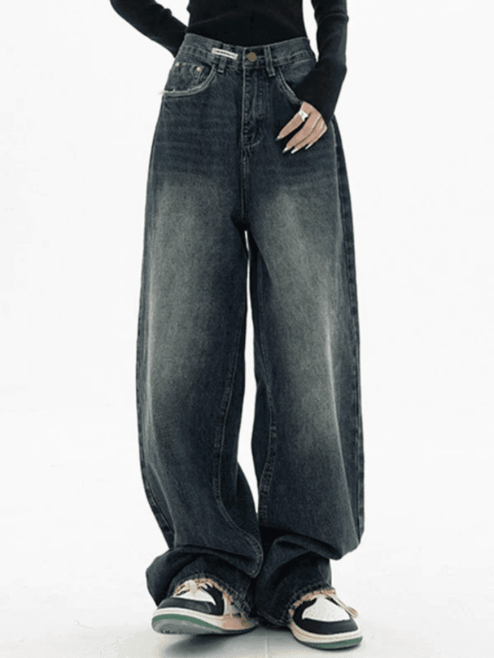 Vintage Baggy Boyfriend Jeans - Y2K Fashion Dark Wash for Women