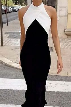 Vintage Black & White Long Dress - Y2K Fashion Aesthetic for Women - Coquette Style Outfit