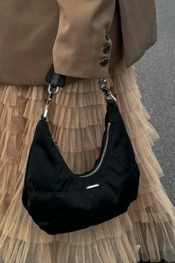 Vintage Black Velvet Shoulder Bag - Y2K Fashion Accessory for Coquette Aesthetic Outfits