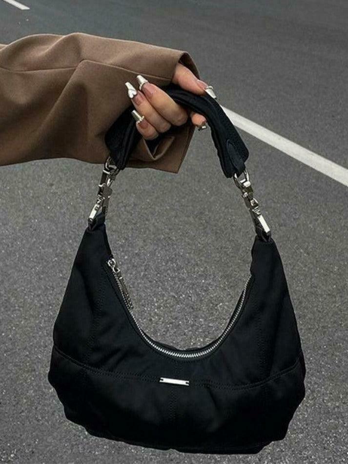 Vintage Black Velvet Shoulder Bag - Y2K Fashion Accessory for Coquette Aesthetic Outfits