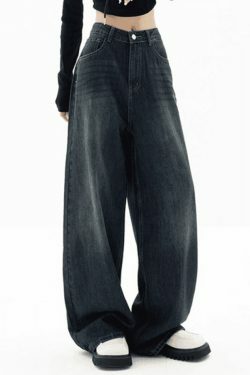 Vintage Blue 90s Boyfriend Jeans - Y2K Fashion Staple for Niche Women's Style