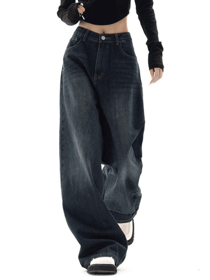 Vintage Blue 90s Boyfriend Jeans - Y2K Fashion Staple for Niche Women's Style