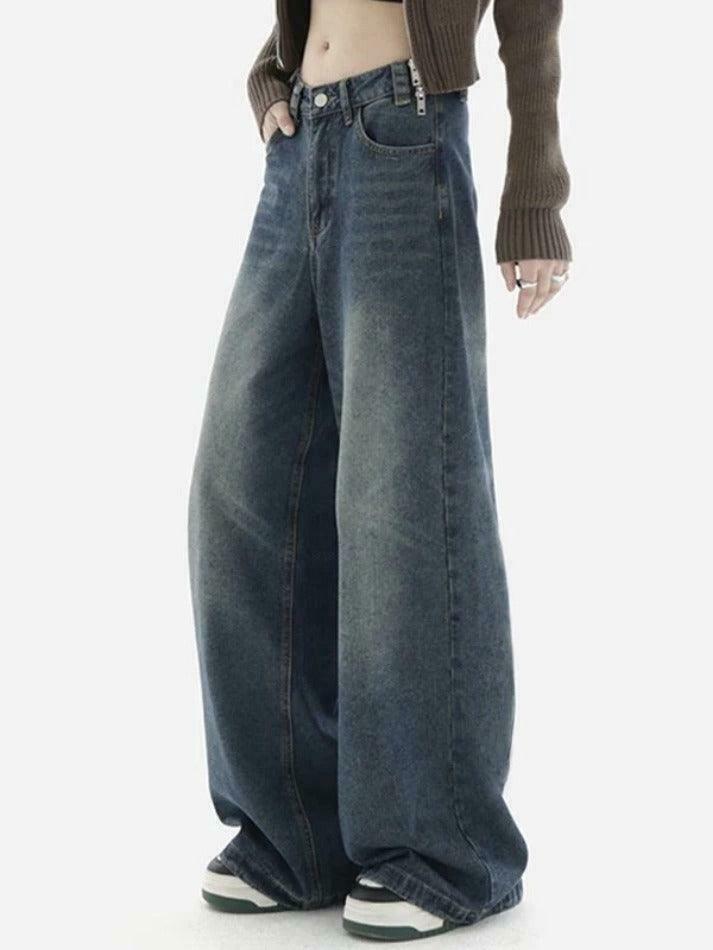 Vintage Blue Wash Baggy Boyfriend Jeans - Y2K Fashion Aesthetic for Women