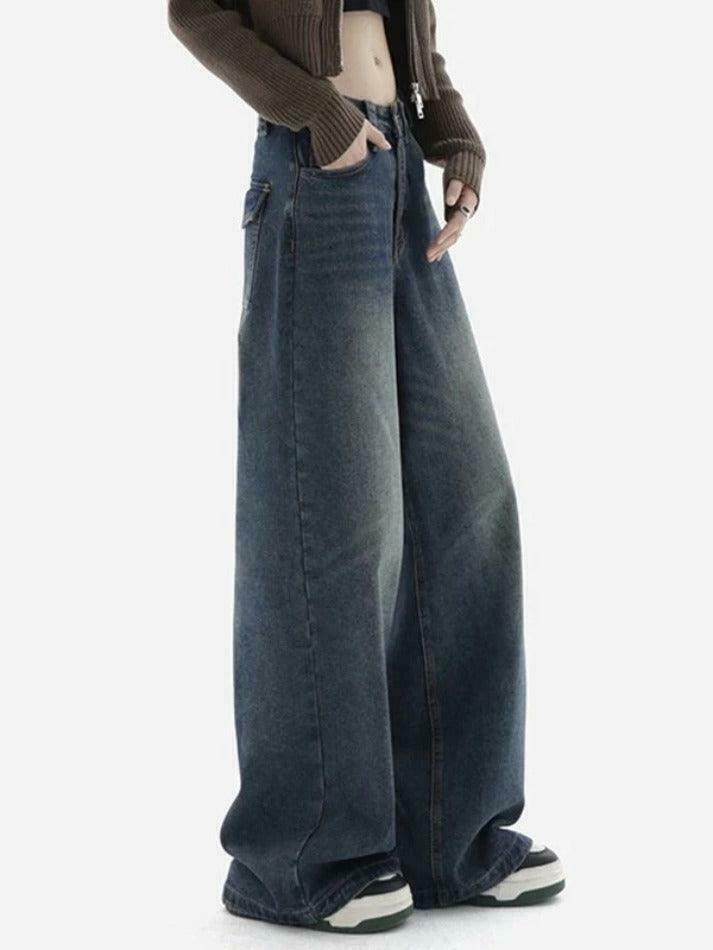 Vintage Blue Wash Baggy Boyfriend Jeans - Y2K Fashion Aesthetic for Women