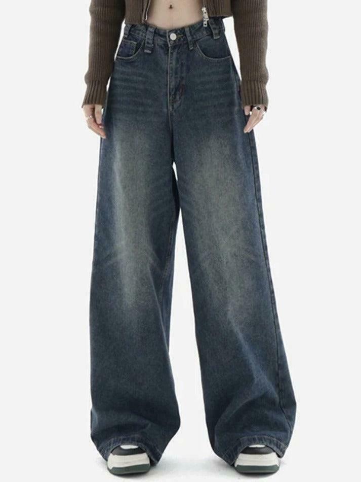 Vintage Blue Wash Baggy Boyfriend Jeans - Y2K Fashion Aesthetic for Women