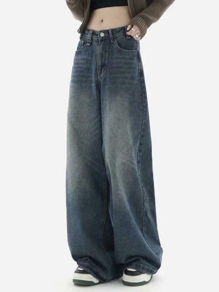 Vintage Blue Wash Baggy Boyfriend Jeans - Y2K Fashion Aesthetic for Women