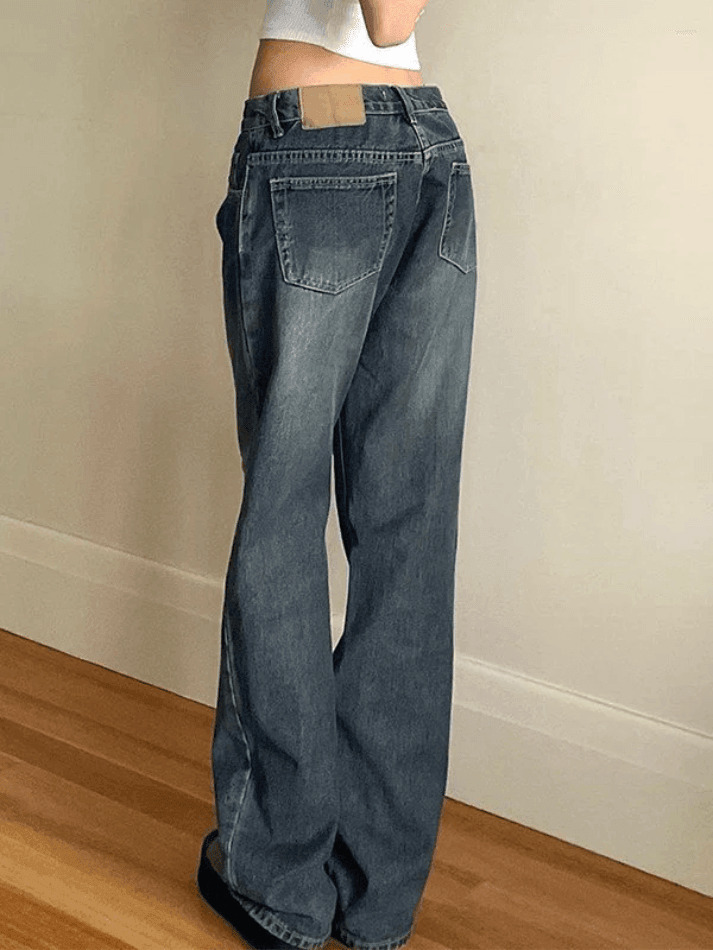 Vintage Blue Wash Boyfriend Jeans - Y2K Fashion Staple for Women's Coquette Aesthetic