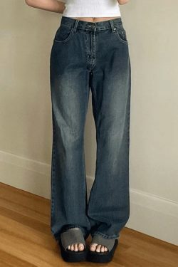 Vintage Blue Wash Boyfriend Jeans - Y2K Fashion Staple for Women's Coquette Aesthetic