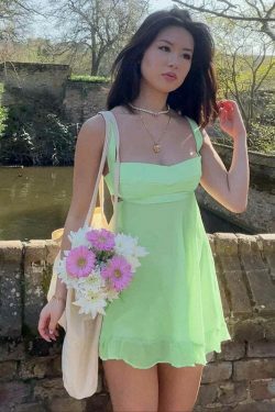 Vintage Botanical Bliss Ruffle Dress - Y2K Fashion with Coquette & Grunge Aesthetics