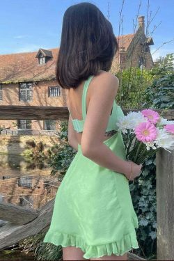Vintage Botanical Bliss Ruffle Dress - Y2K Fashion with Coquette & Grunge Aesthetics