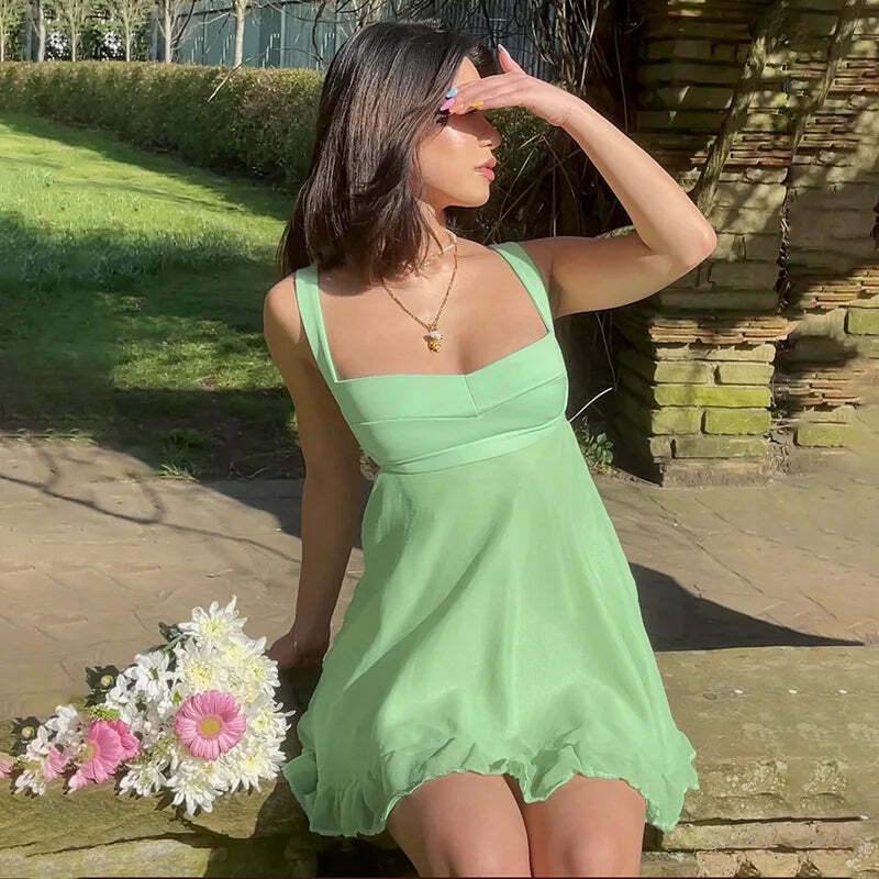 Vintage Botanical Bliss Ruffle Dress - Y2K Fashion with Coquette & Grunge Aesthetics