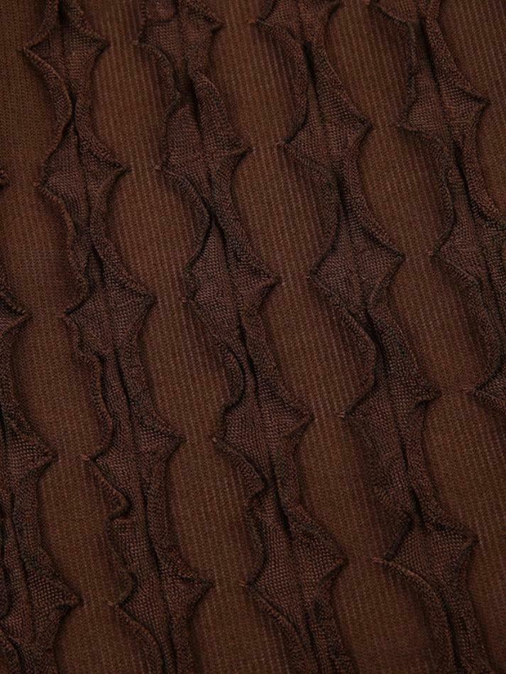 Vintage Brown Butterfly Print Lace-Up Blouse with Long Sleeves - Y2K Fashion Aesthetic
