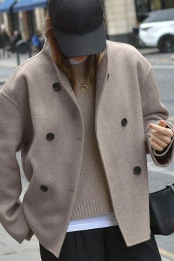 Vintage Brown French Style Woolen Jacket - Y2K Fashion Coquette Aesthetic Grunge Outfit