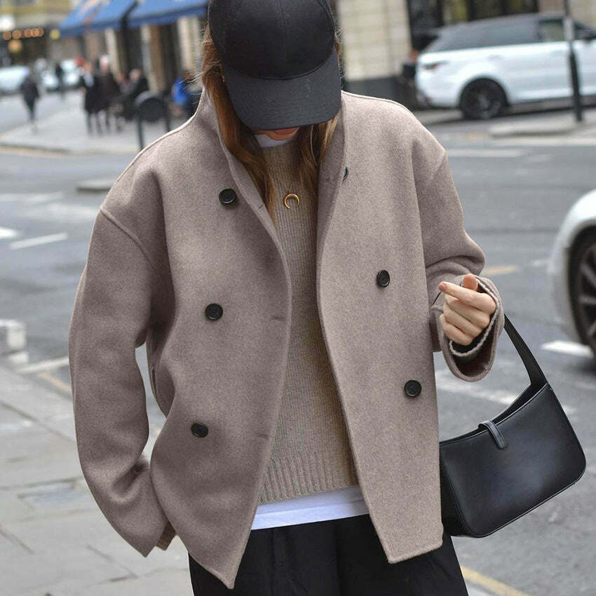Vintage Brown French Style Woolen Jacket - Y2K Fashion Coquette Aesthetic Grunge Outfit