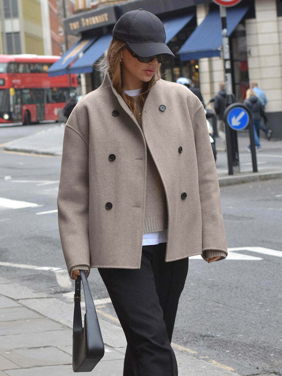 Vintage Brown French Style Woolen Jacket - Y2K Fashion Coquette Aesthetic Grunge Outfit