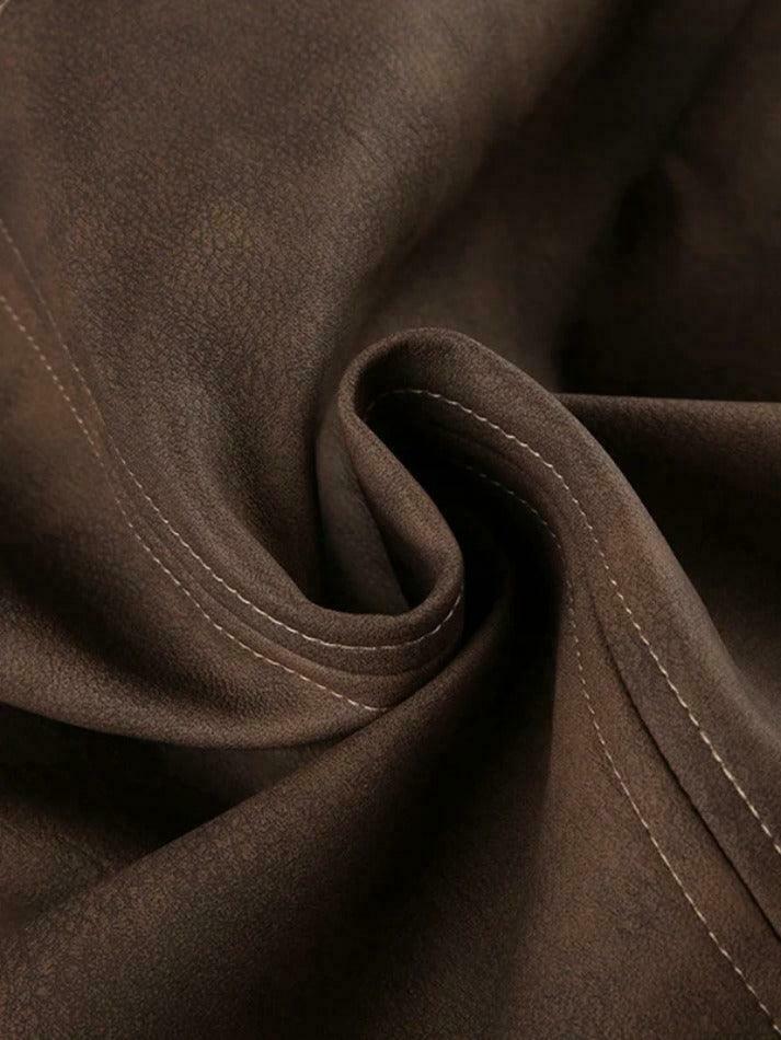 Vintage Brown Leather Maxi Skirt with Back Slit - Y2K Fashion Statement Piece