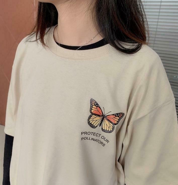 Vintage Butterfly Ruffle Tee - Y2K Fashion Aesthetic with Coquette and Grunge Vibes