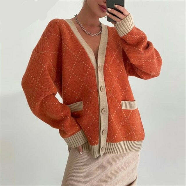 Vintage Buttoned Knitted Cardigan - Y2K Fashion Coquette Aesthetic Grunge Style -