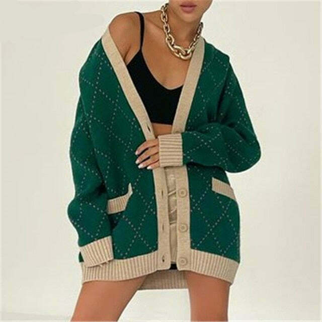 Vintage Buttoned Knitted Cardigan - Y2K Fashion Coquette Aesthetic Grunge Style -