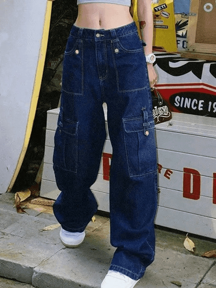 Vintage Cargo Jeans: Y2K Coquette Grunge Fashion - Cute Tops & Cargo Skirt