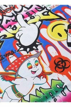 Vintage Cartoon Graffiti T-Shirt for Women - Y2K Fashion with Coquette and Grunge Aesthetic Touch