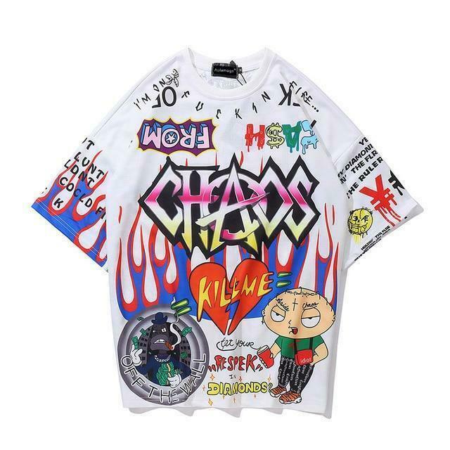Vintage Cartoon Graffiti T-Shirt for Women - Y2K Fashion with Coquette and Grunge Aesthetic Touch