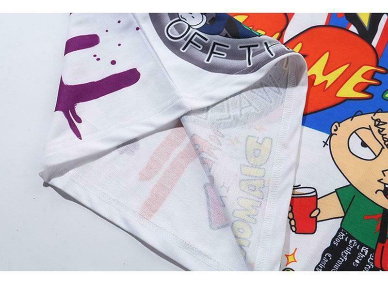 Vintage Cartoon Graffiti T-Shirt for Women - Y2K Fashion with Coquette and Grunge Aesthetic Touch