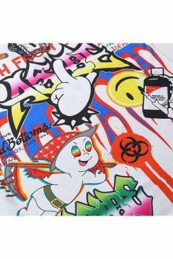 Vintage Cartoon Graffiti T-Shirt for Women - Y2K Fashion with Coquette and Grunge Aesthetic Touch
