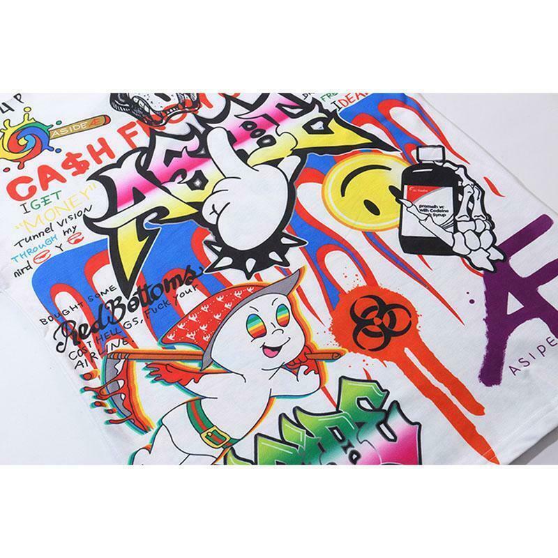 Vintage Cartoon Graffiti T-Shirt for Women - Y2K Fashion with Coquette and Grunge Aesthetic Touch