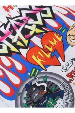 Vintage Cartoon Graffiti T-Shirt for Women - Y2K Fashion with Coquette and Grunge Aesthetic Touch