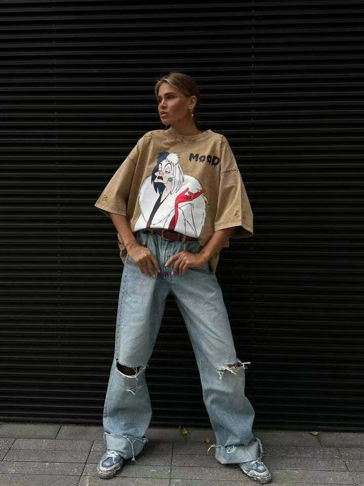 Vintage Cartoon Print T-Shirt: Y2K Fashion with Coquette & Grunge Aesthetics
