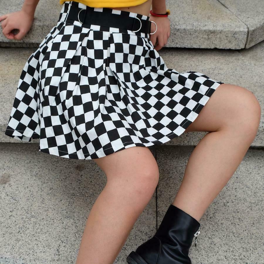 Vintage Checkered Skirt - Y2K Fashion Statement with Coquette Aesthetic Twist