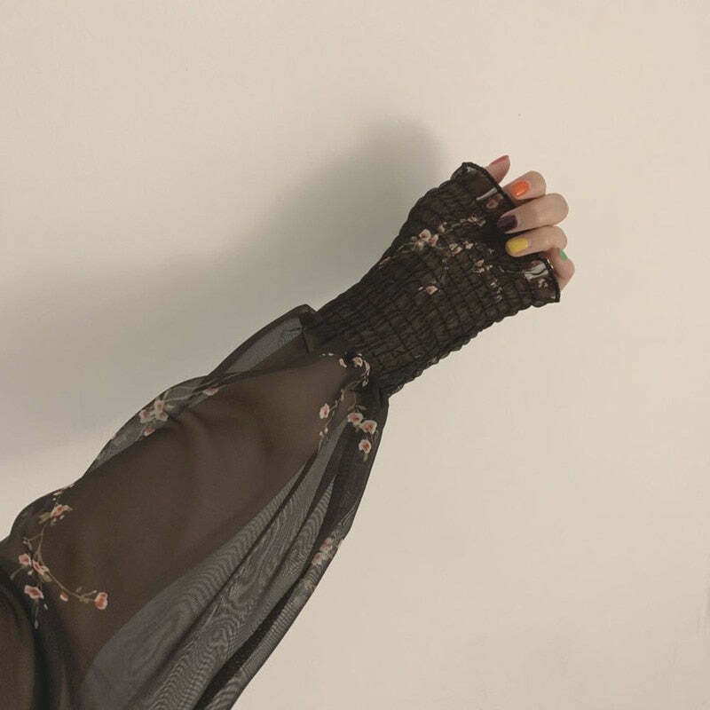 Vintage Chiffon Dress with Y2K Aesthetic and Coquette Style for Women's Fashion