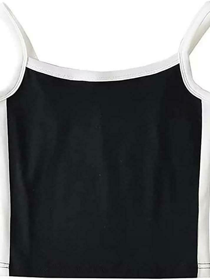 Vintage Contrast Trim Crop Cami: Y2K Aesthetic Grunge Coquette Fashion