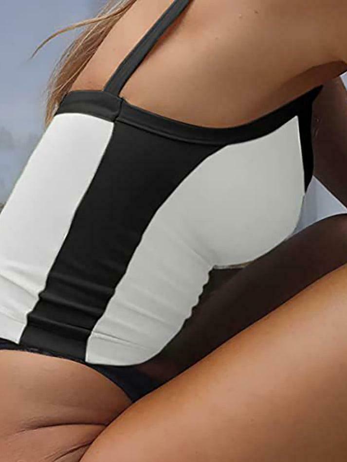 Vintage Contrast Trim Crop Cami: Y2K Aesthetic Grunge Coquette Fashion