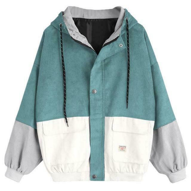 Vintage Corduroy Hooded Jacket - Y2K Aesthetic Outerwear for Women, Coquette Style Grunge Fashion