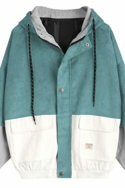 Vintage Corduroy Hooded Jacket - Y2K Aesthetic Outerwear for Women, Coquette Style Grunge Fashion
