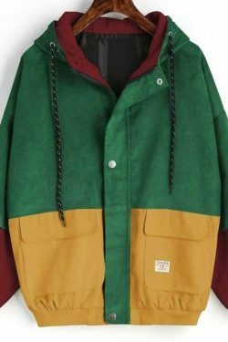 Vintage Corduroy Hooded Jacket - Y2K Aesthetic Outerwear for Women, Coquette Style Grunge Fashion
