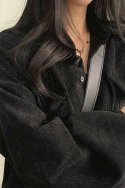 Vintage Corduroy Lapel Neck Button Blouse - Y2K Fashion Staple for Coquette & Grunge