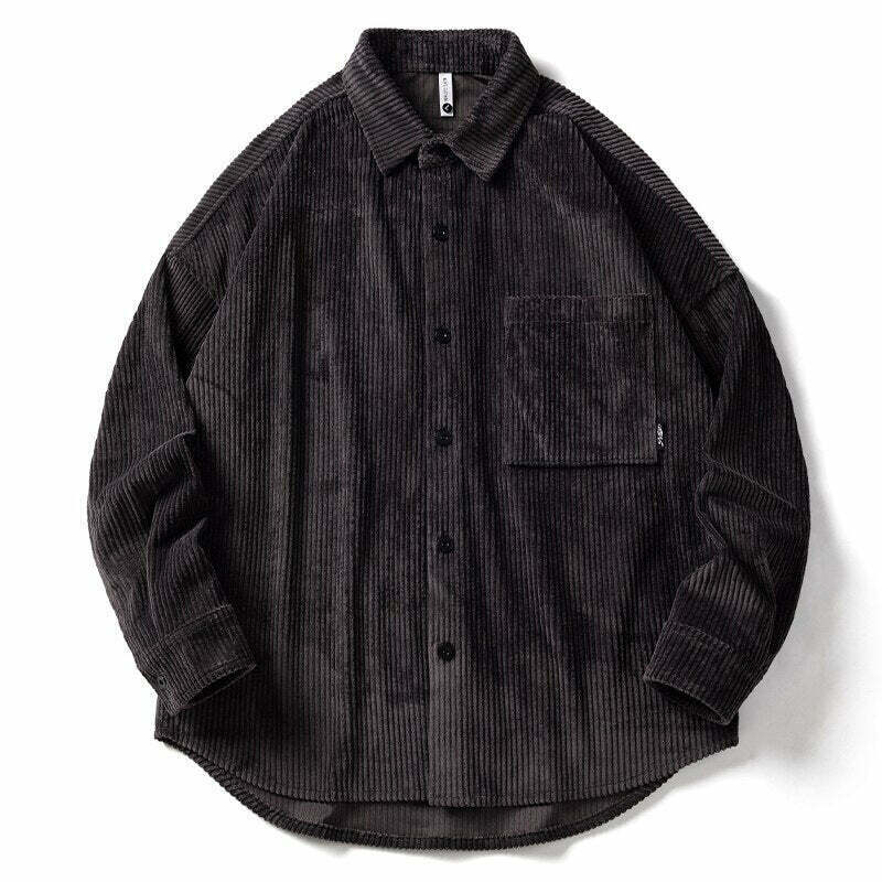 Vintage Corduroy Shirt - Y2K Aesthetic Top for Women - Coquette Grunge Outfit
