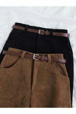 Vintage Corduroy Wide Leg Pants - Y2K Aesthetic Fashion for Women - Coquette Style Grunge Outfits