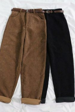 Vintage Corduroy Wide Leg Pants - Y2K Aesthetic Fashion for Women - Coquette Style Grunge Outfits