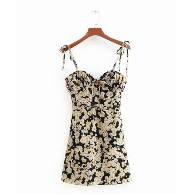 Vintage Daisy Print Dress - Y2K Aesthetic Fashion for Women - Coquette Style Outfit