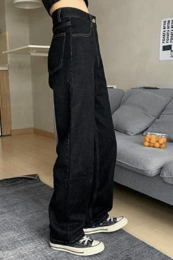 Vintage Dark Wash Boyfriend Jeans - Y2K Fashion Staple for Women's Coquette Aesthetic Outfits